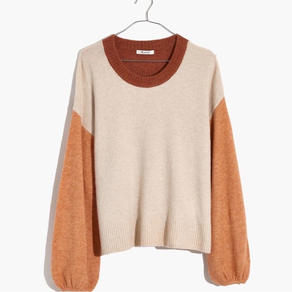 Madewell Sweaters - Madewell Colorblock Sweater - Cream and Tan